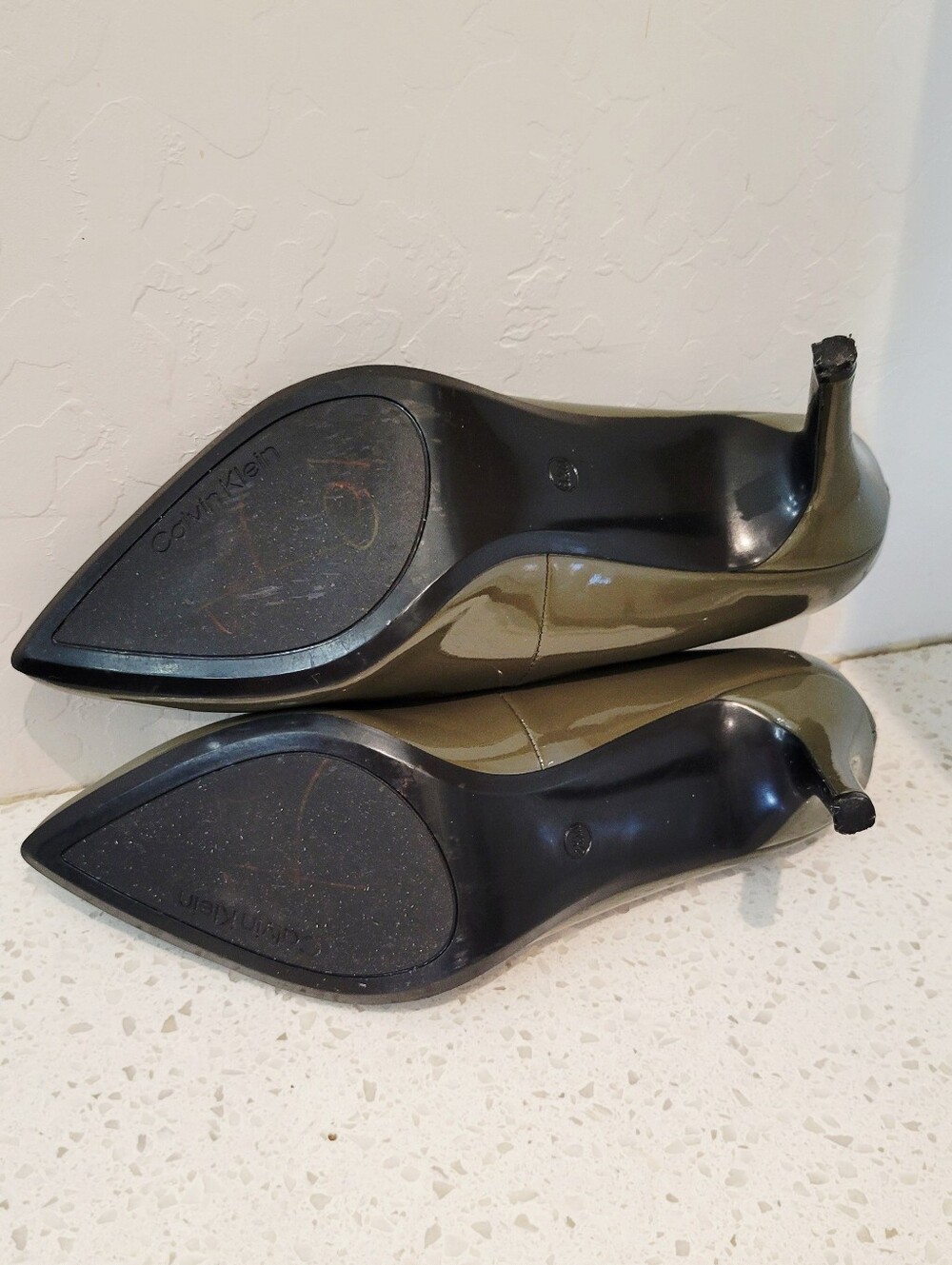 Calvin Klein Olive Green Patent Pumps | Size 8.5 | 3.5" Heel - Picture 7 of 8